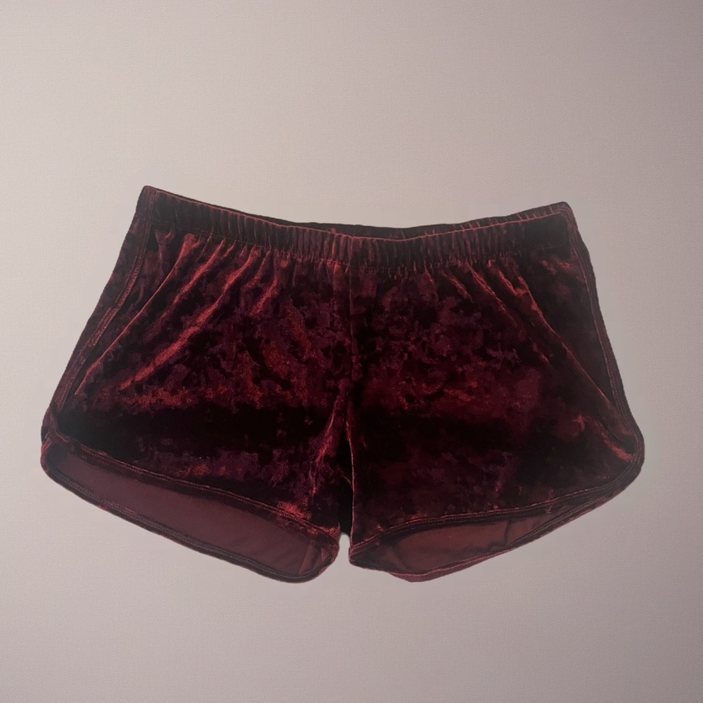 Women’s Velvet Burgundy Mini Shorts
